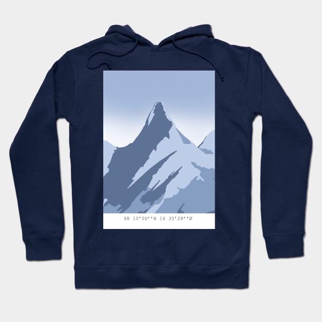 Stetind mountain with coordinates Hoodie by weilertsen